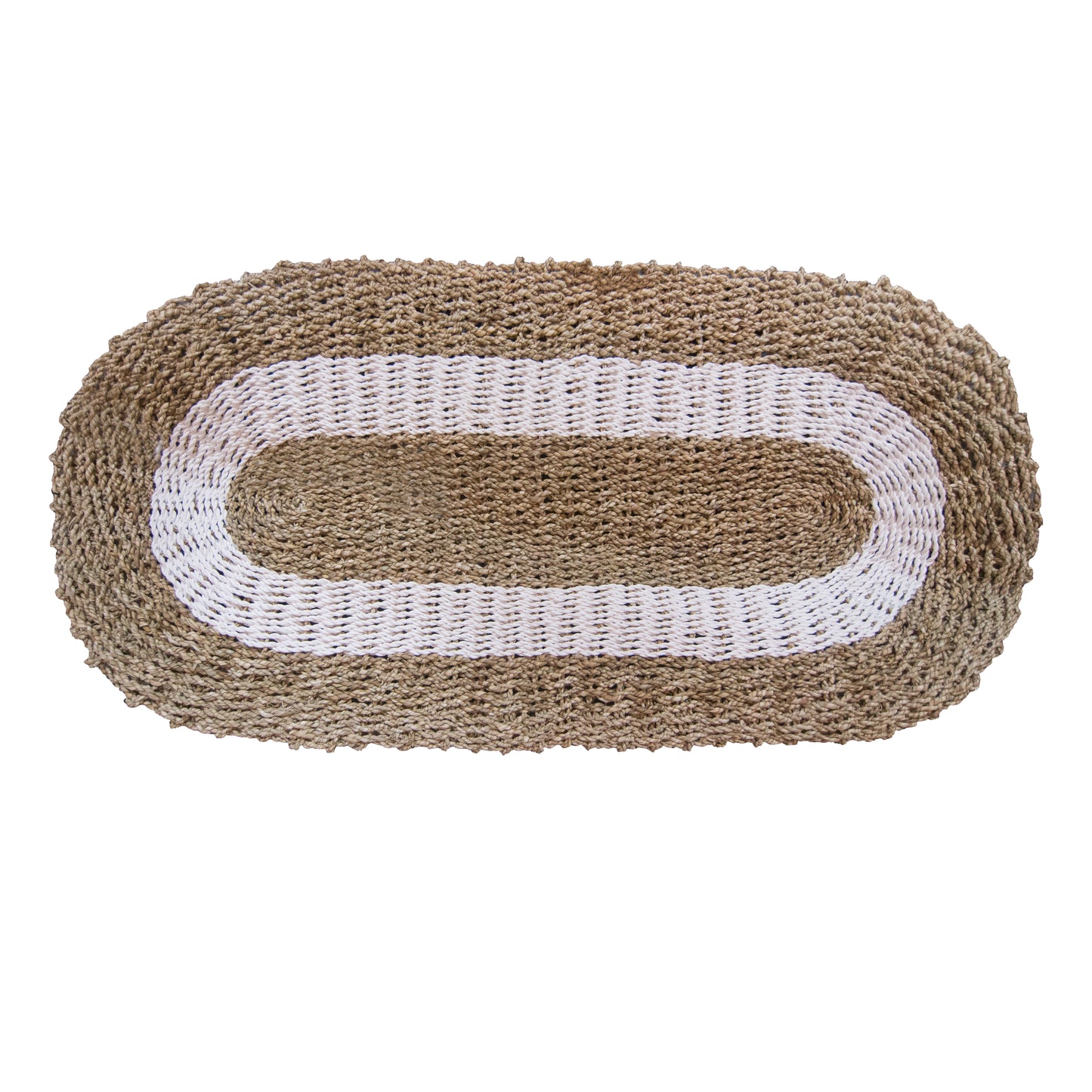 Oval Seagrass Rugs - White & Tan