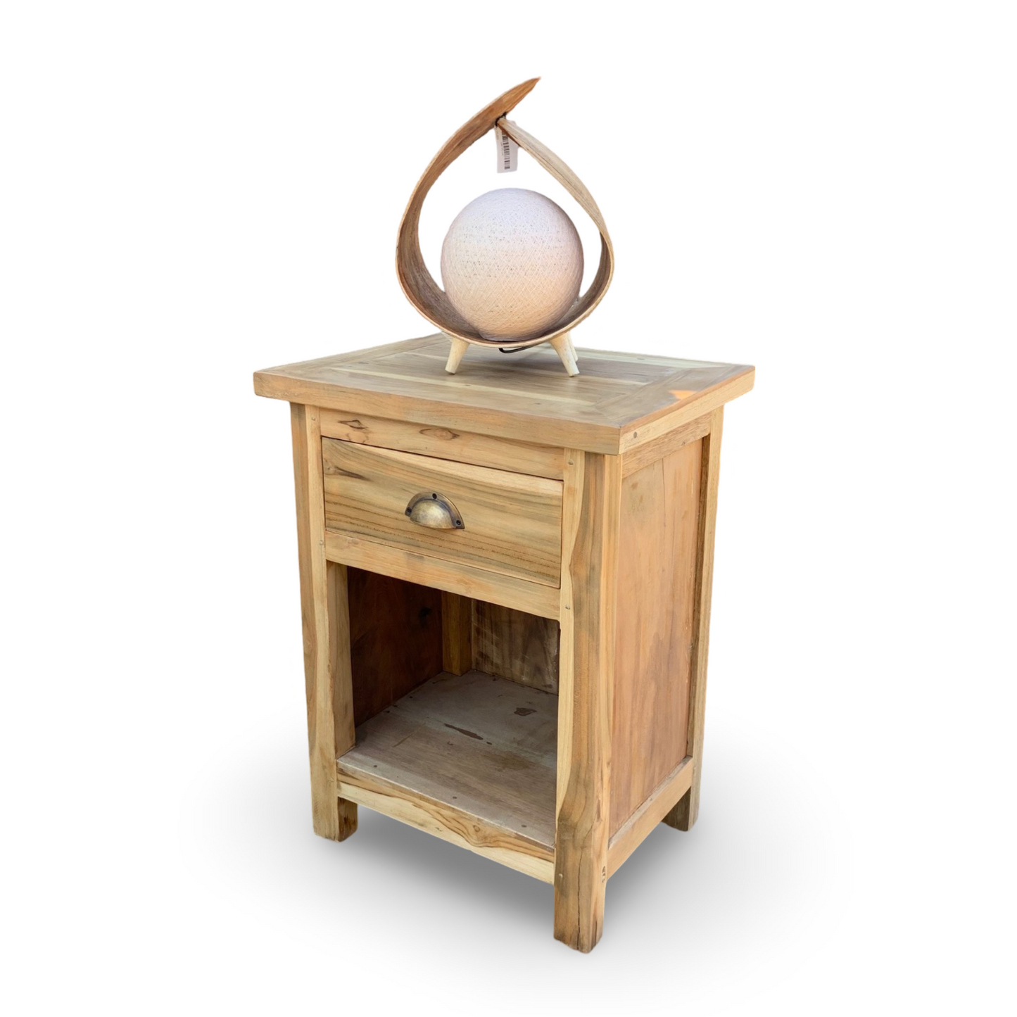 Square Teak Bedside Table – Handcrafted from Upcycled Balinese Fishing Boats