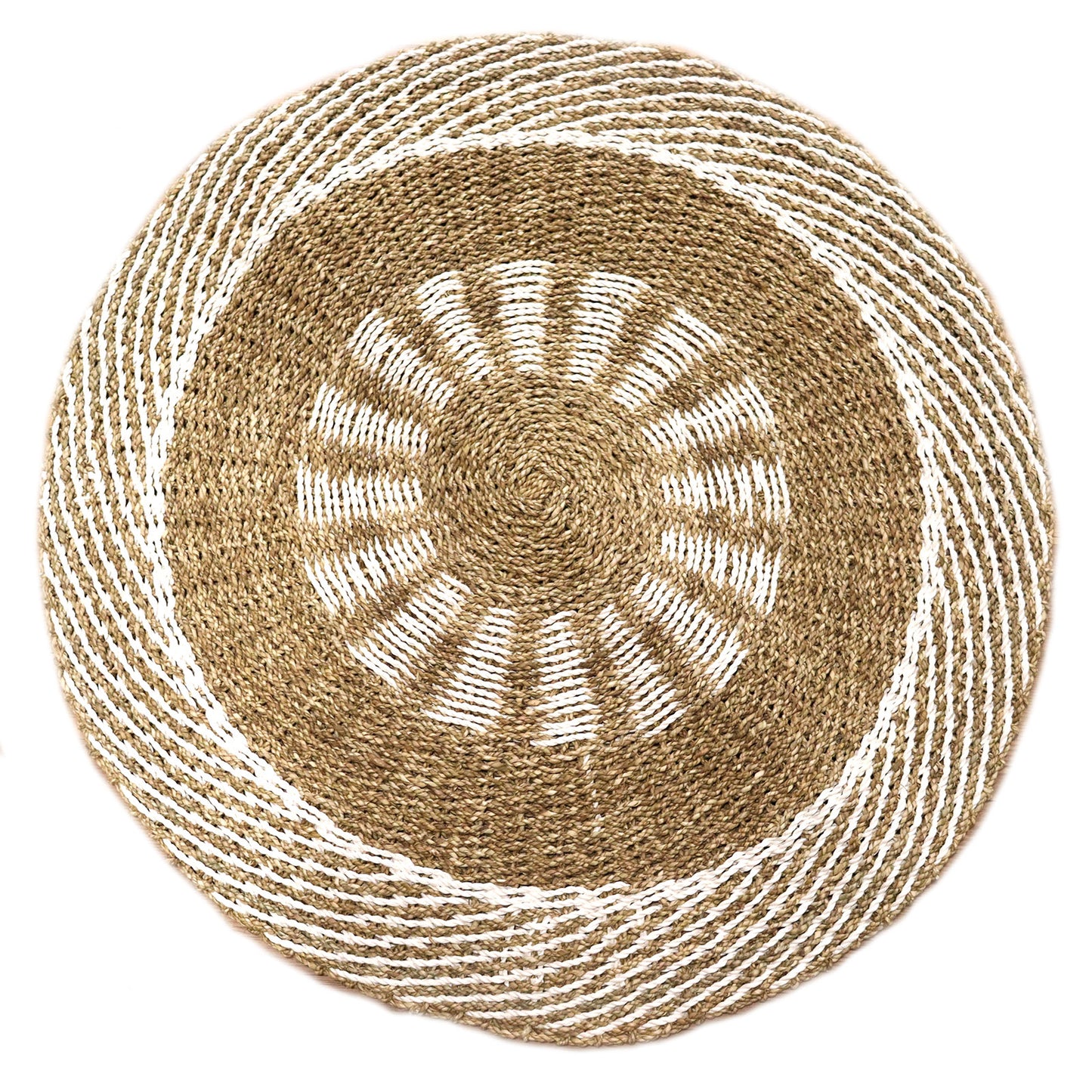 Round Seagrass Rug – Eco-Friendly Elegance for Every Room - Tan & White 1m