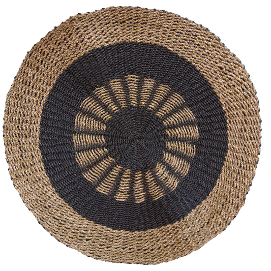 Round Seagrass Rug – Eco-Friendly Elegance for Every Room - Tan & Black 1m