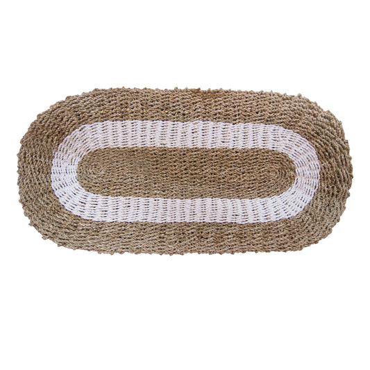 Oval Seagrass Rugs – Eco-Friendly Elegance for Every Room - White & Tan