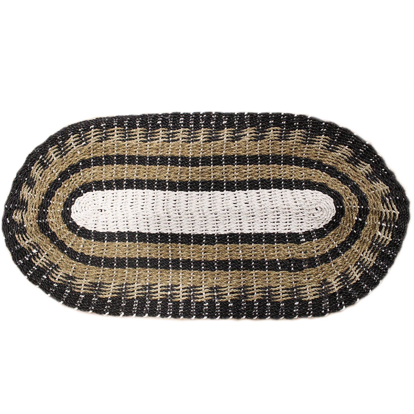 Oval Seagrass Rugs – Eco-Friendly Elegance for Every Room - Black, White & Tan